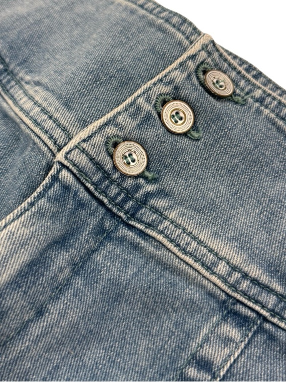 Anthropologie Button-Fly Cropped Jeans — Medium Blue - Picture 3 of 10